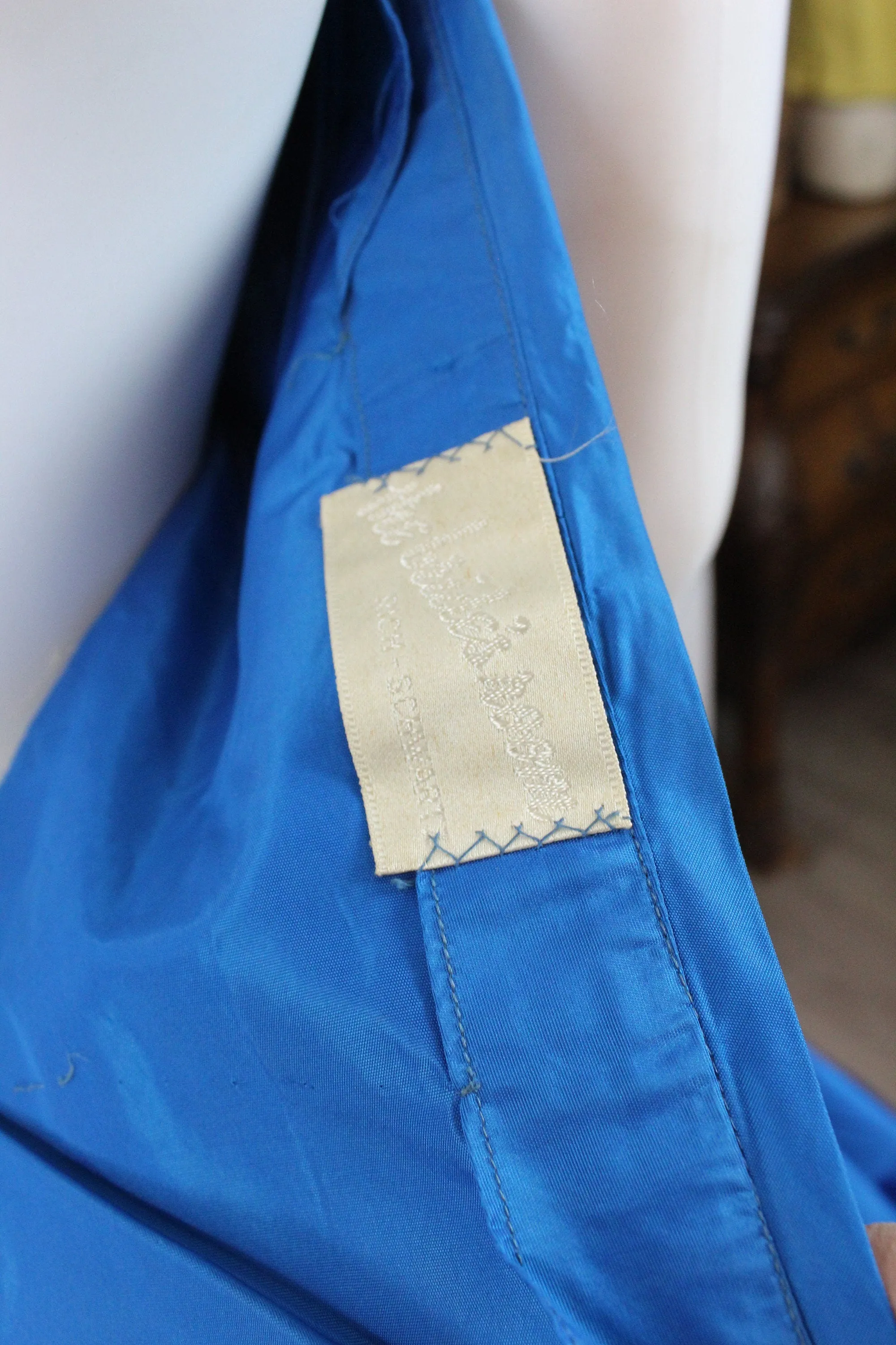 1950s HALTER COBALT silk taffeta dress xxs | new spring