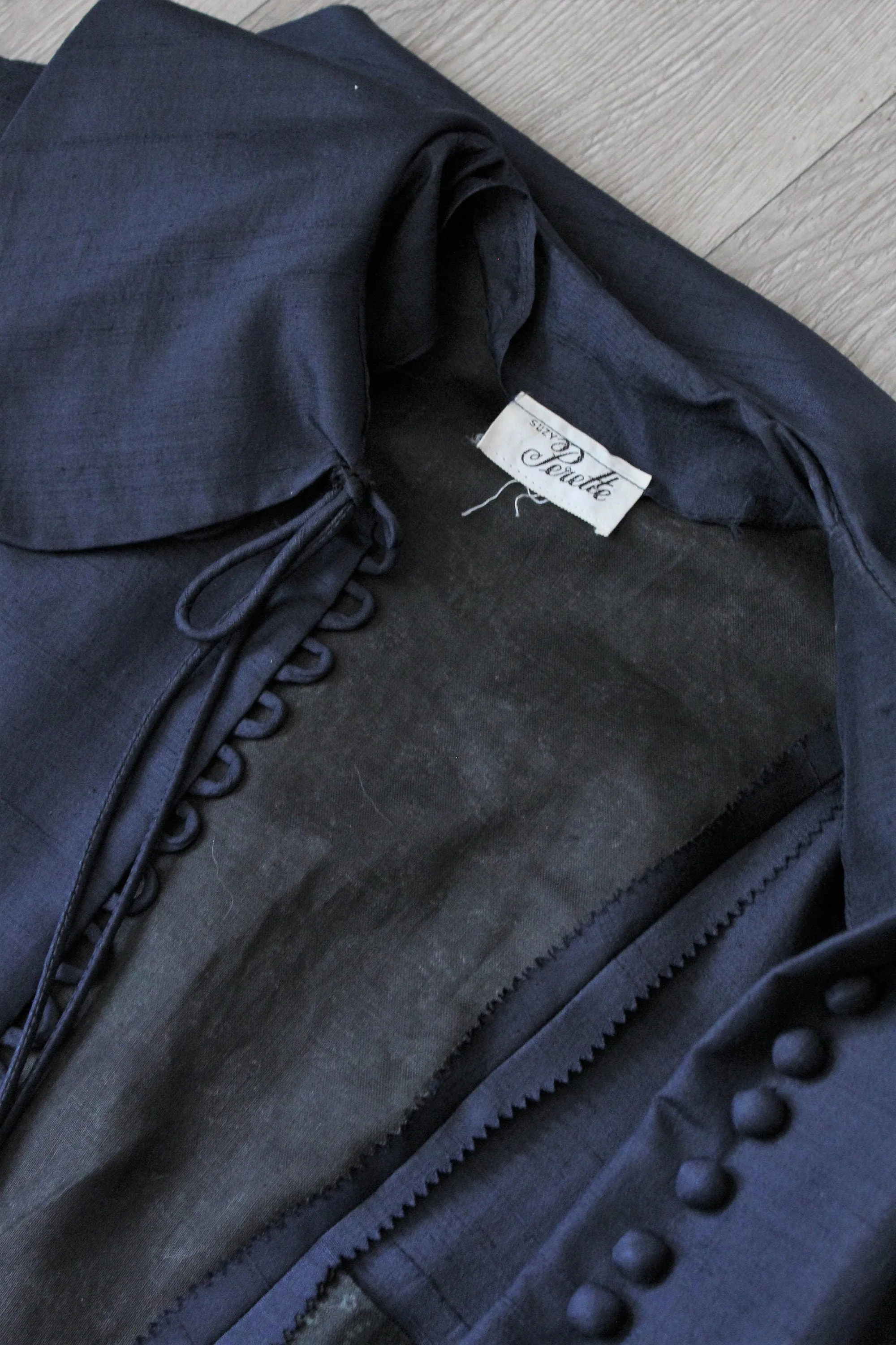 1950s SUZY PERETTE navy SILK dress small | new fall