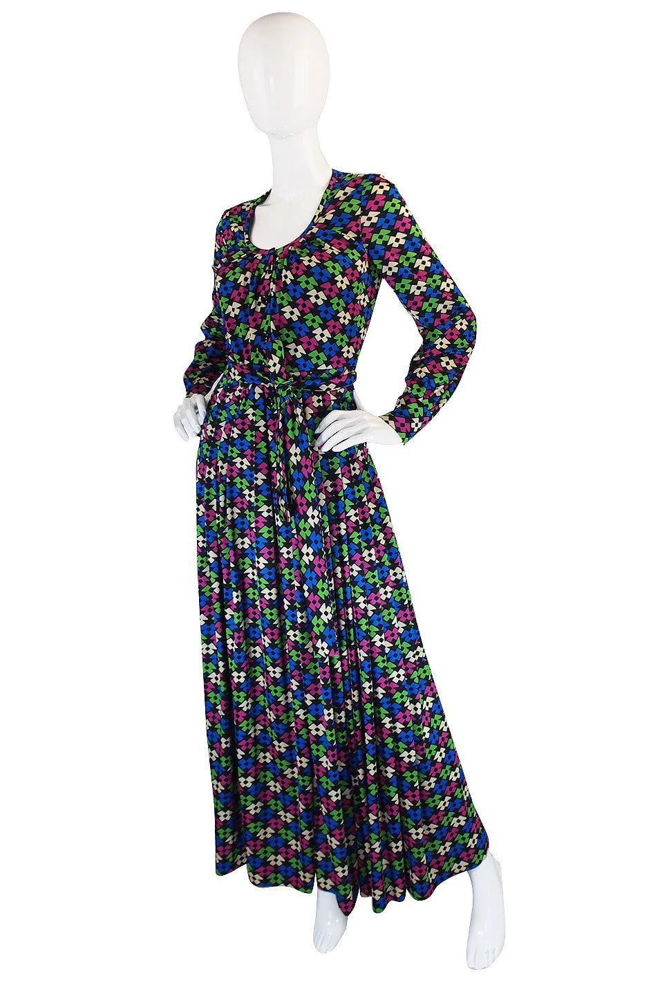 1960s Incredible Givenchy Silk Jersey Maxi Dress