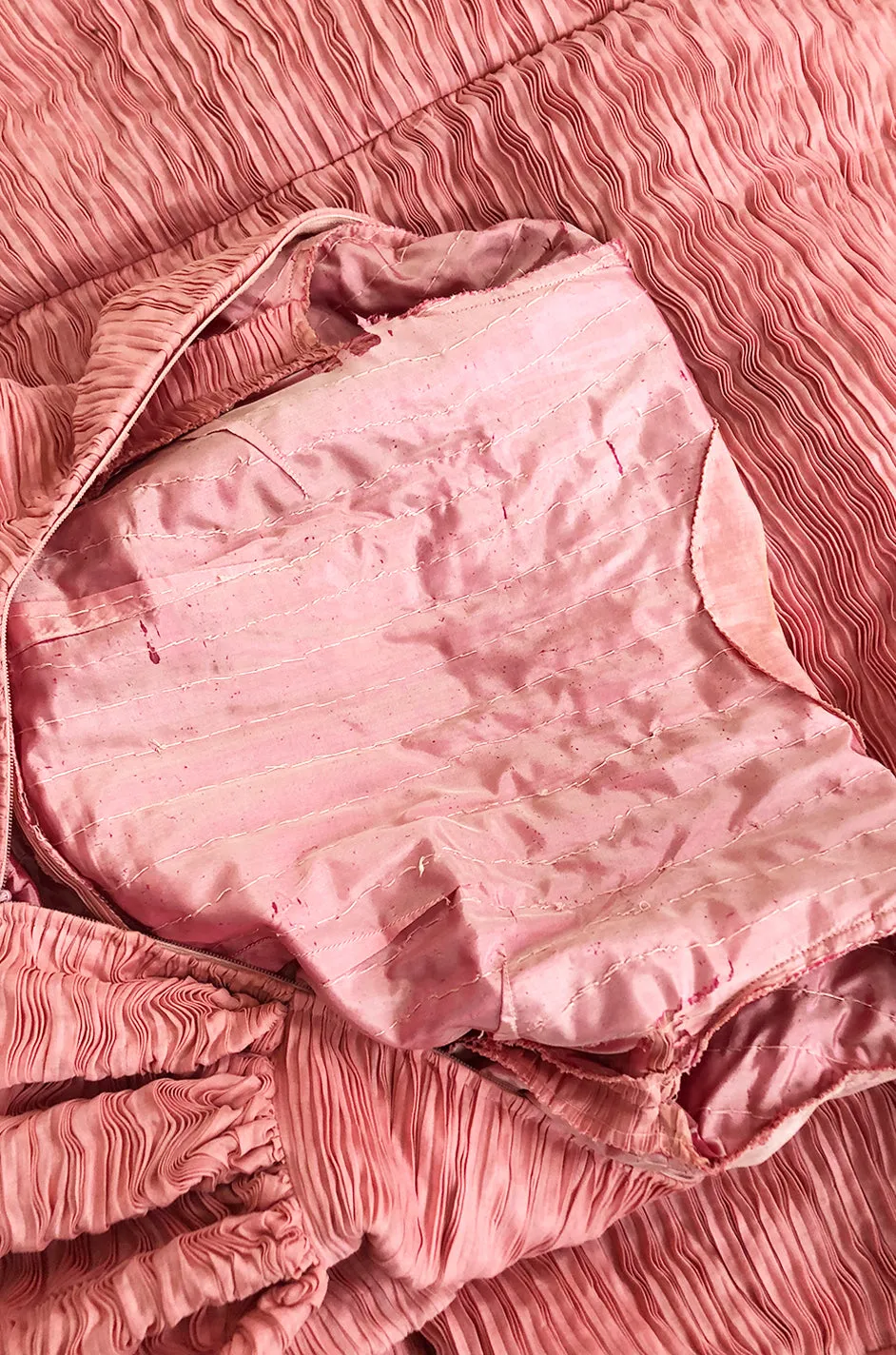 1960s Sybil Connolly Couture 'Non Chalance' Pink Pleated Linen Dress