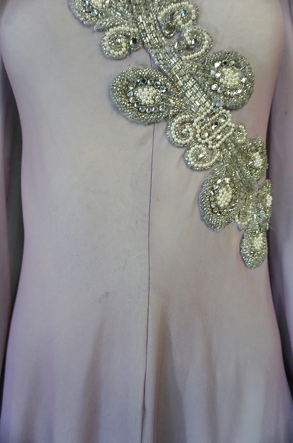 1970s Stavropoulos Couture Layered Bias Cut Silk Chiiffon Dress