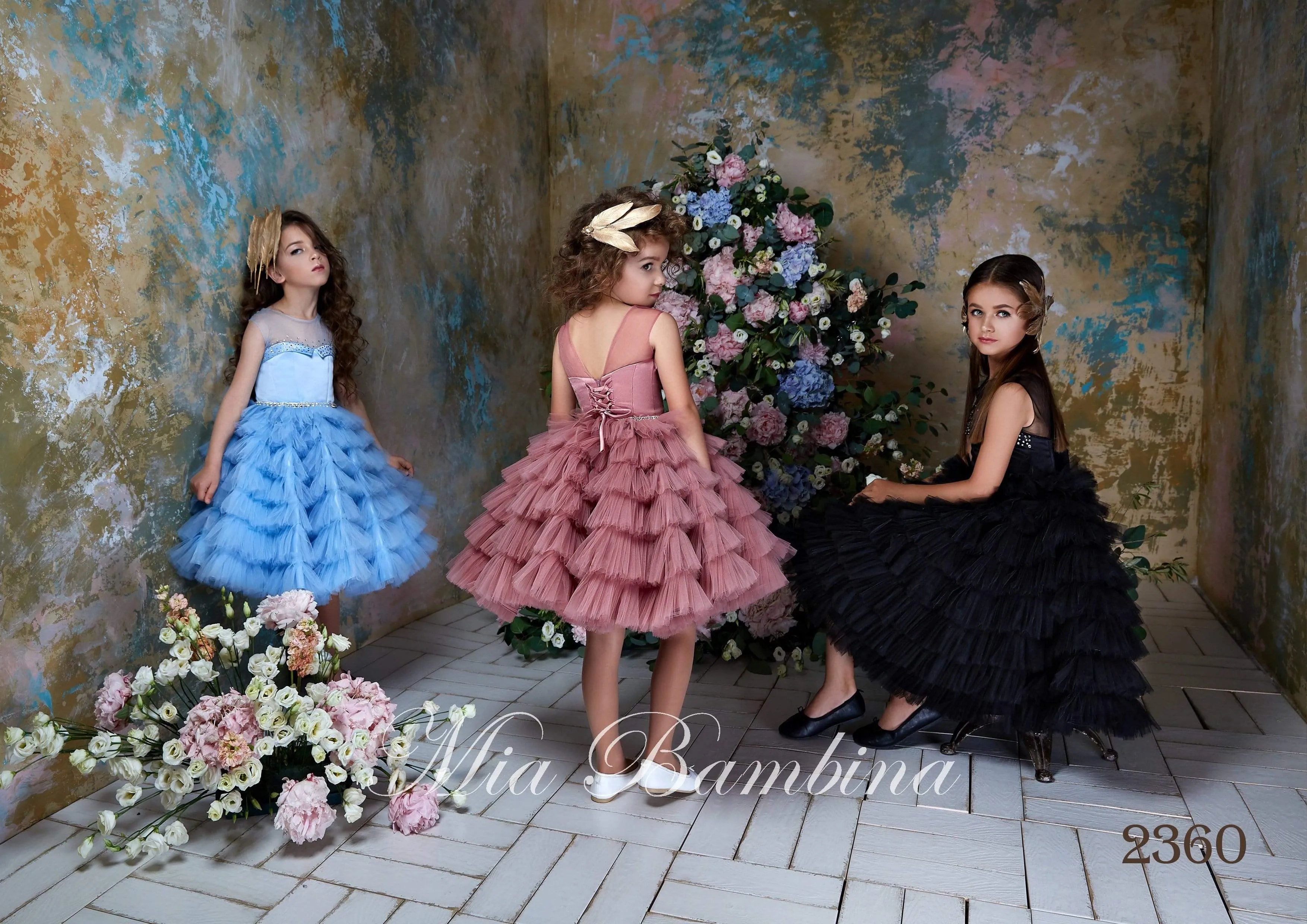 2360 Girls Rhinestone Trim Tulle Tutu Dress