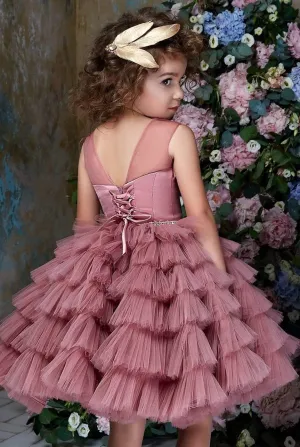 2360 Girls Rhinestone Trim Tulle Tutu Dress