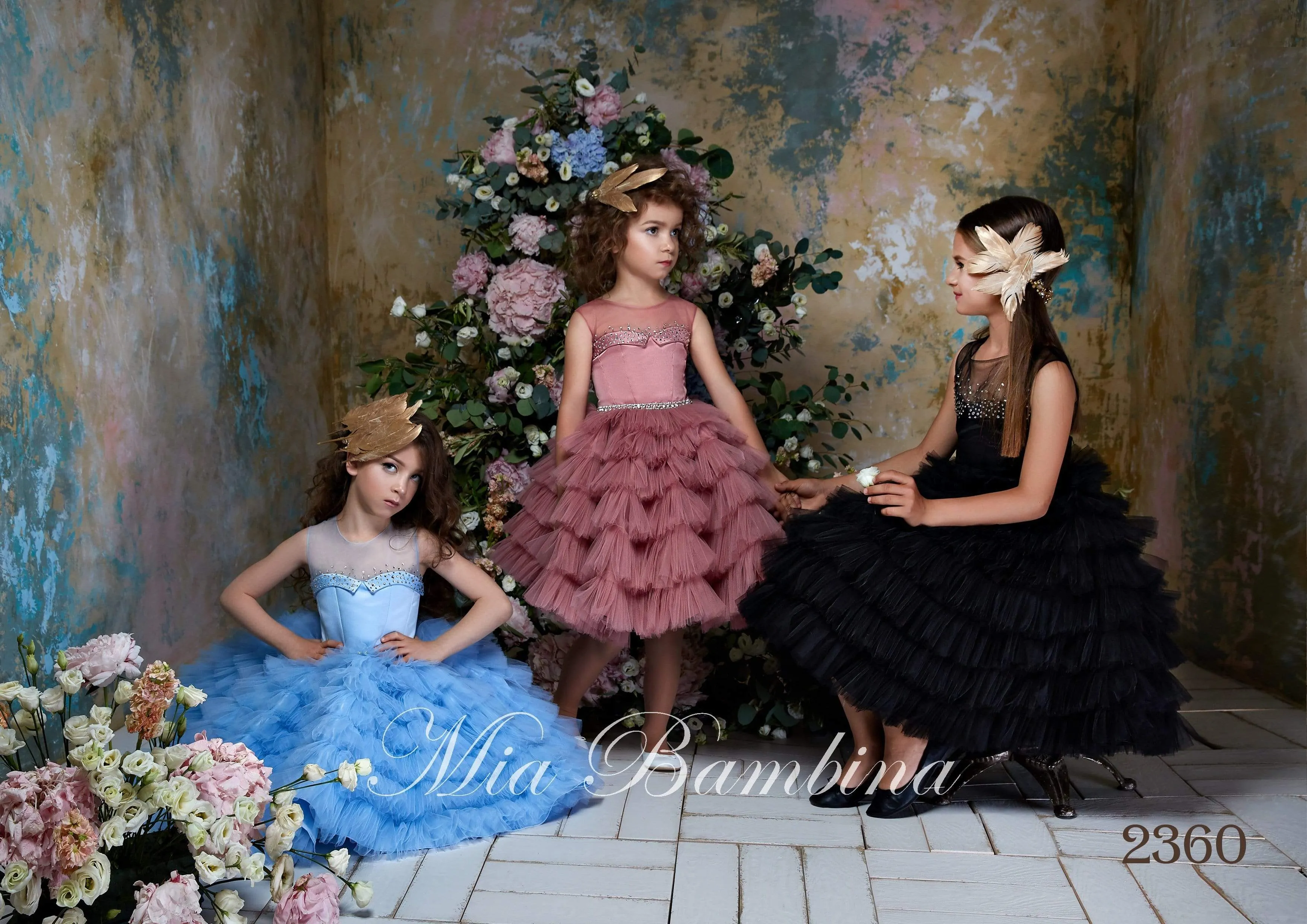 2360 Girls Rhinestone Trim Tulle Tutu Dress