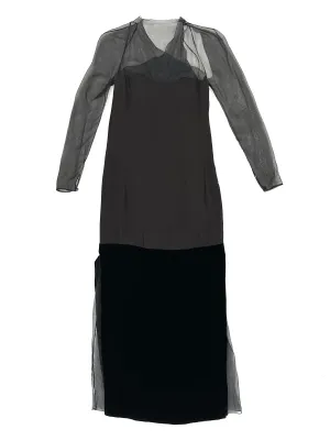 90s Gianfranco Ferre Chiffon & Velvet Column Gown
