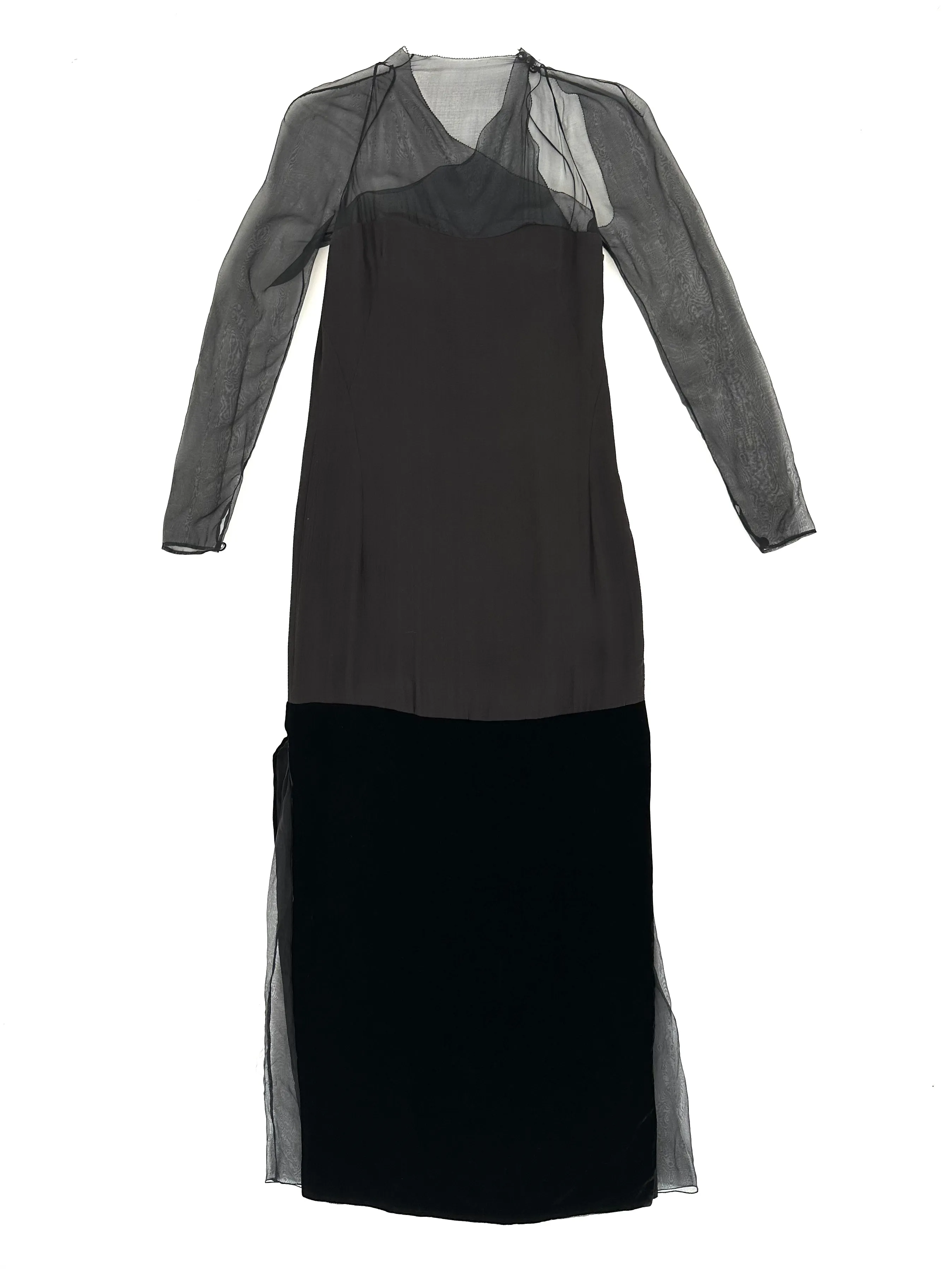 90s Gianfranco Ferre Chiffon & Velvet Column Gown