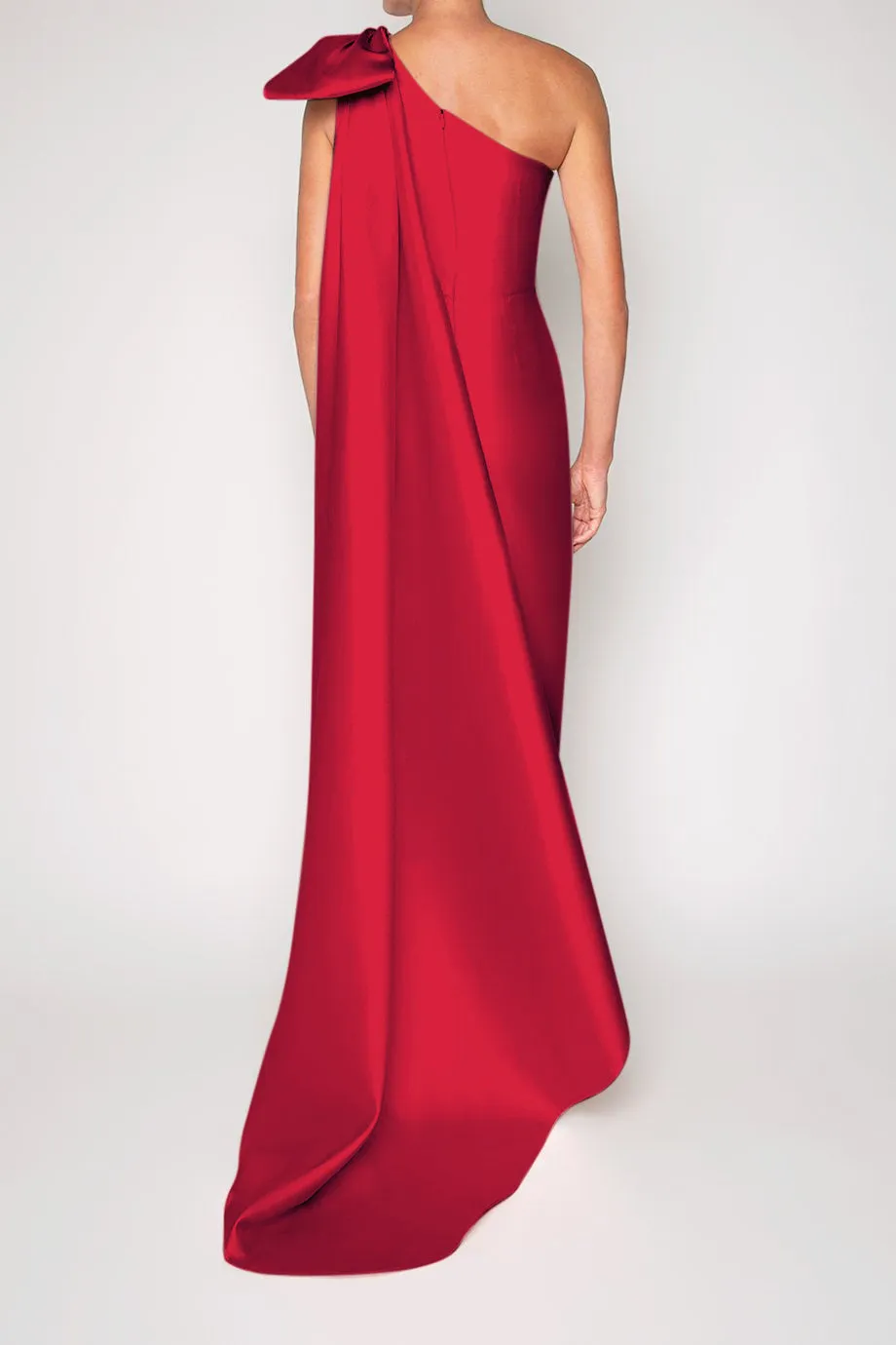 Alexandra Silk and Wool Column Gown with Removable Cape
