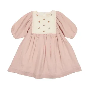 Analogie Swiss Dot Dress Three Quarter Sleeve - Pink