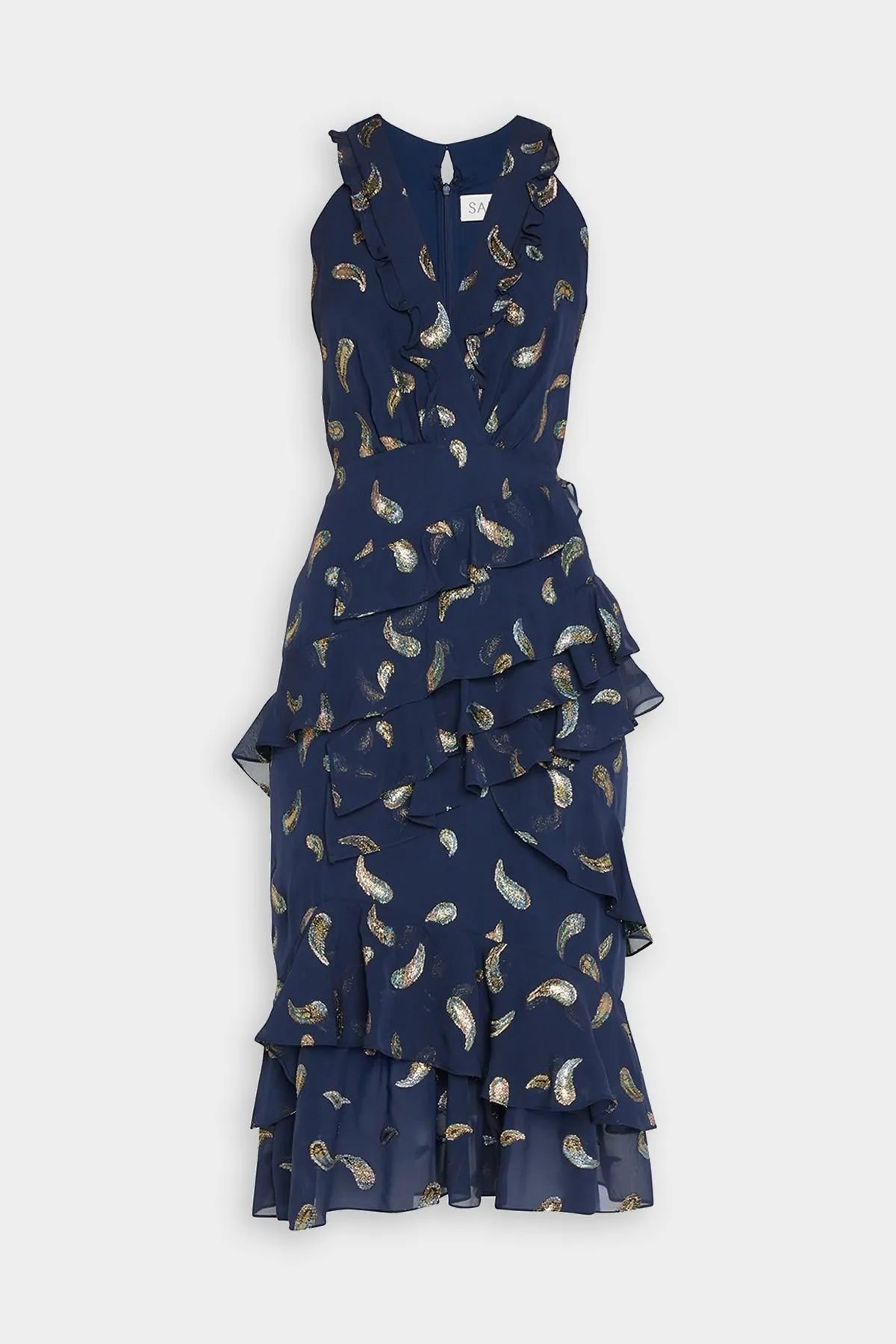 Annisa Midi Dress in Navy Rainbow