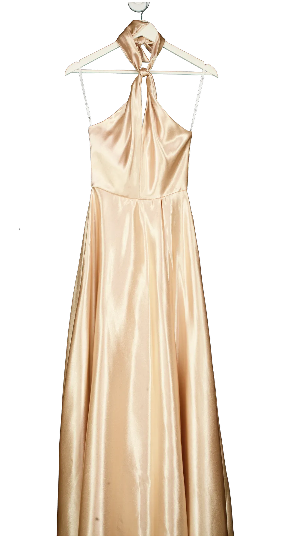 AW Bridal Beige Halterneck Satin A-line Floor Length Dress UK S