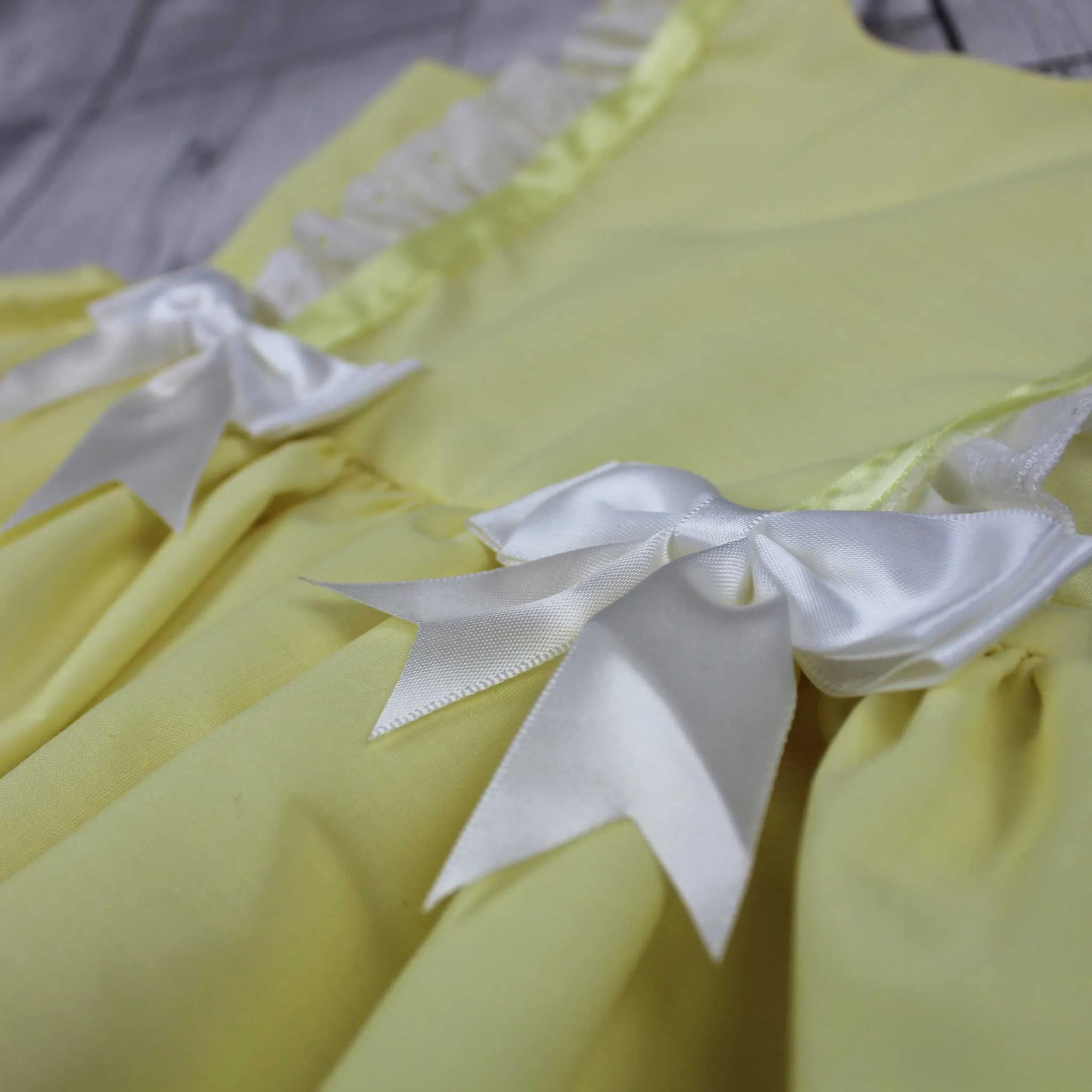 Baby Girls Dress -Lemon with White Bows