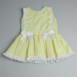 Baby Girls Dress -Lemon with White Bows