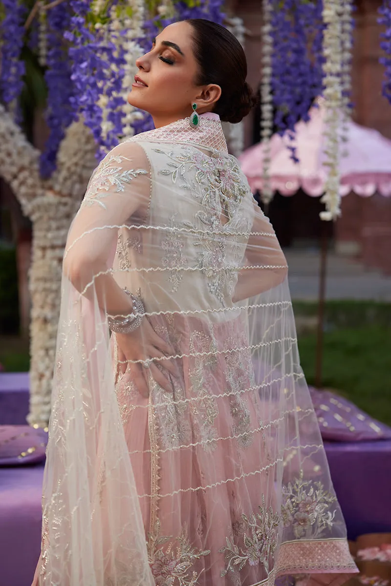 Baby Pink Shade Embroidered Pakistani Wedding Dress in Pishwas Style