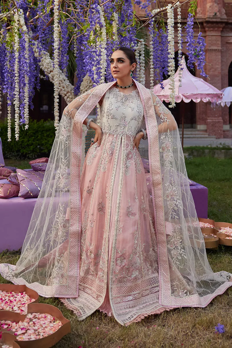 Baby Pink Shade Embroidered Pakistani Wedding Dress in Pishwas Style