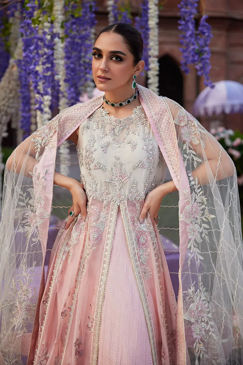 Baby Pink Shade Embroidered Pakistani Wedding Dress in Pishwas Style
