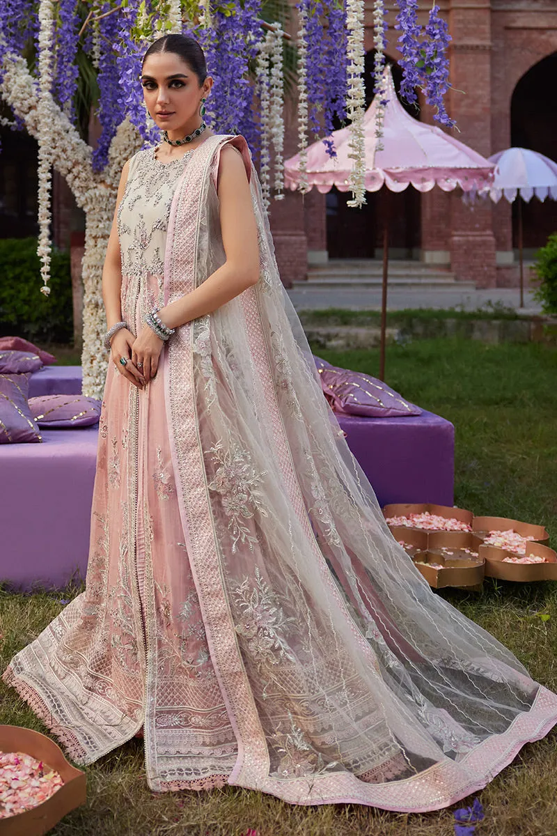 Baby Pink Shade Embroidered Pakistani Wedding Dress in Pishwas Style