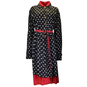 Balenciaga Black / White / Red Reversible Belted Polka Dot Dress