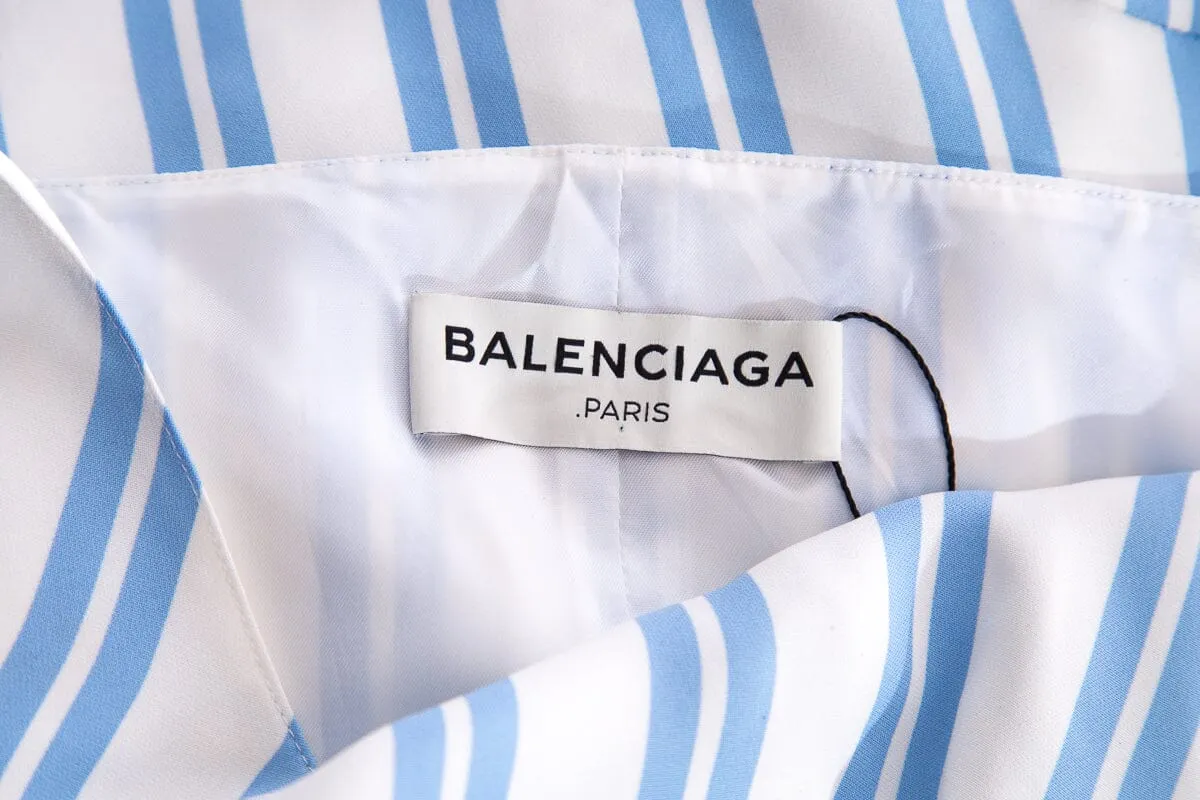 Balenciaga Blue Striped Silk Tank  Dress SZ M
