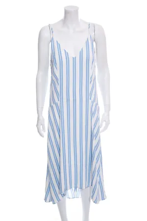Balenciaga Blue Striped Silk Tank  Dress SZ M