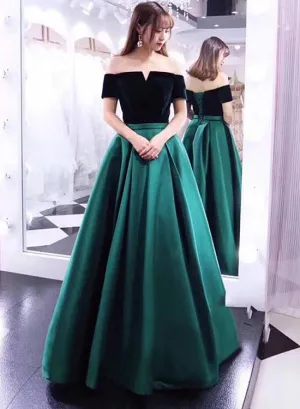 Beautiful Velvet and Satin V-neckline Party Dress , New Style Off Shoulder Formal Dress