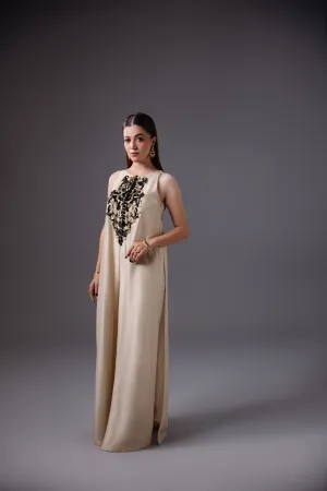 Beige reverie long shirt with Capri Pants