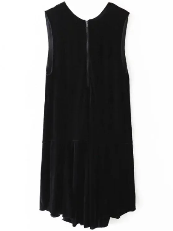 BerryBetty - Gorgeous Frill Hem Velvet Tank Dress