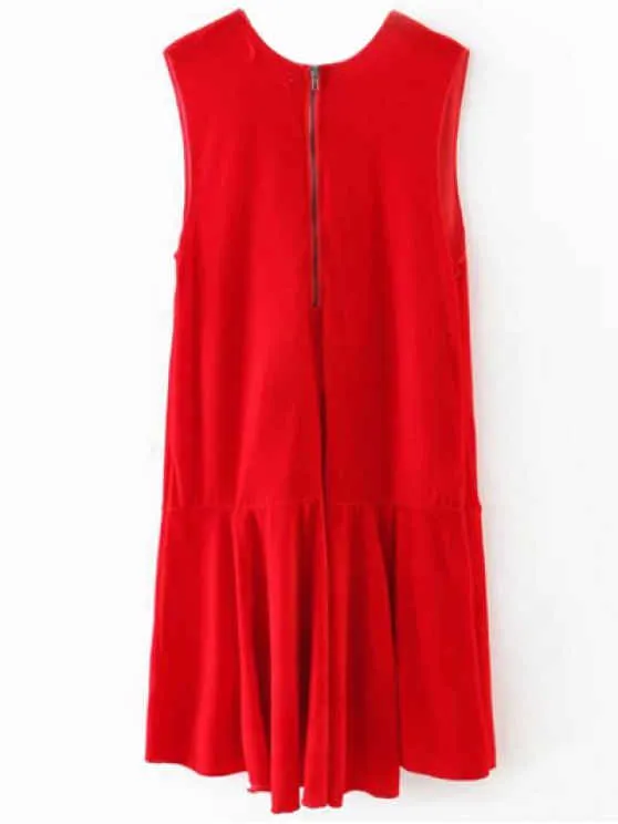 BerryBetty - Gorgeous Frill Hem Velvet Tank Dress