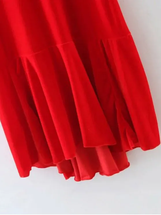 BerryBetty - Gorgeous Frill Hem Velvet Tank Dress