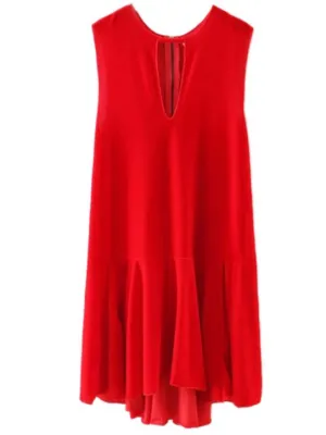 BerryBetty - Gorgeous Frill Hem Velvet Tank Dress