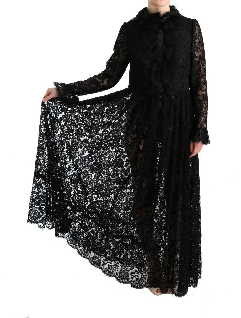 Black Floral Lace Maxi Dress