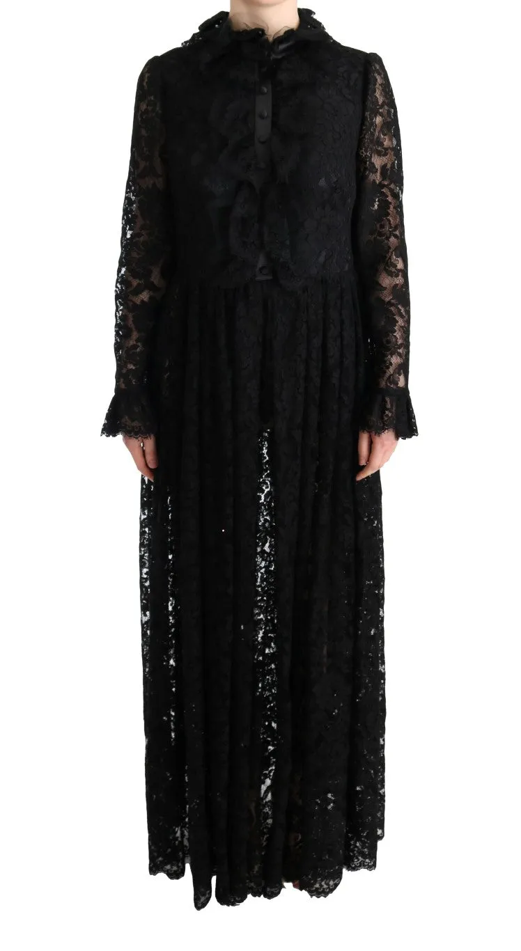 Black Floral Lace Maxi Dress