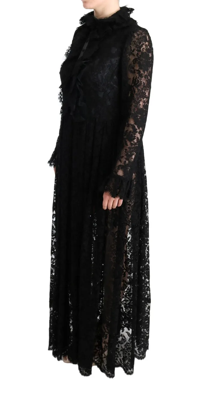 Black Floral Lace Maxi Dress