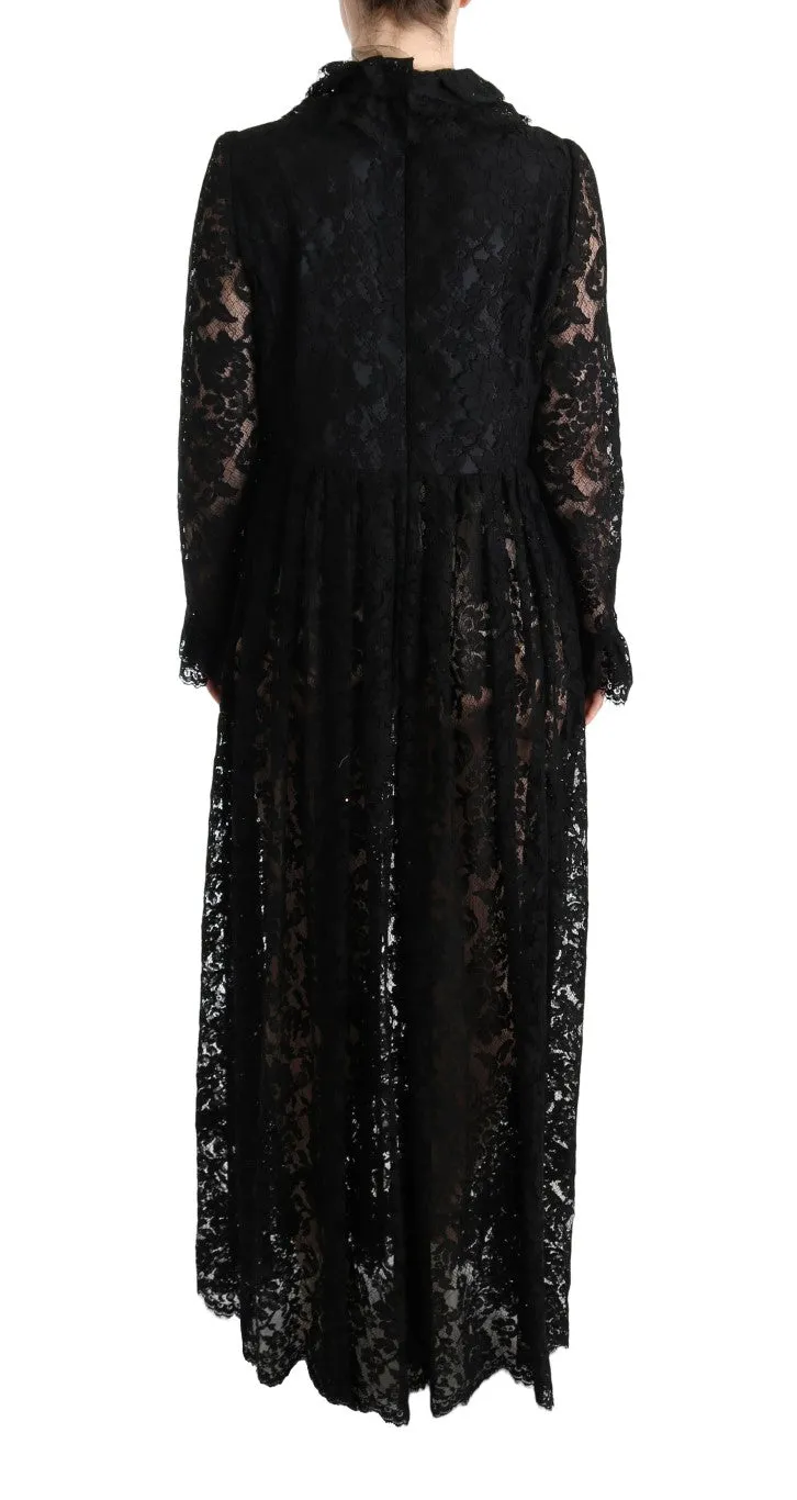 Black Floral Lace Maxi Dress