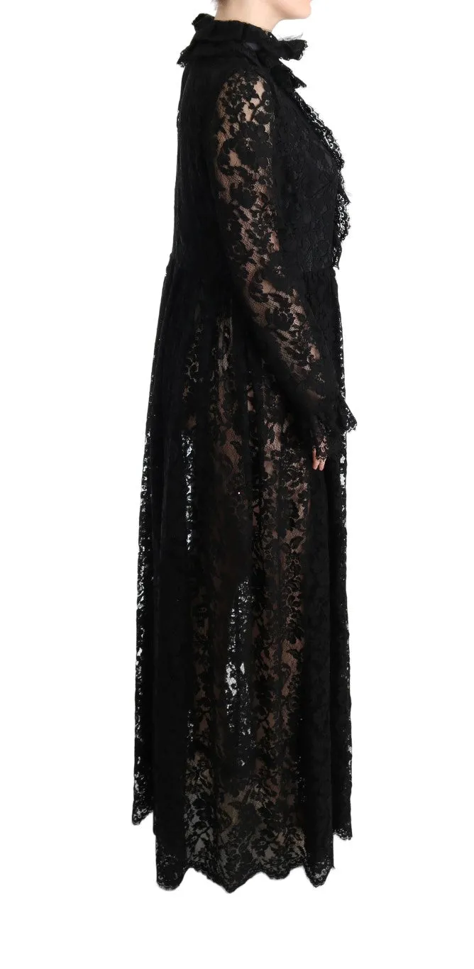 Black Floral Lace Maxi Dress