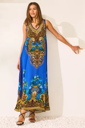Blue Leopardess Sleeveless Dress