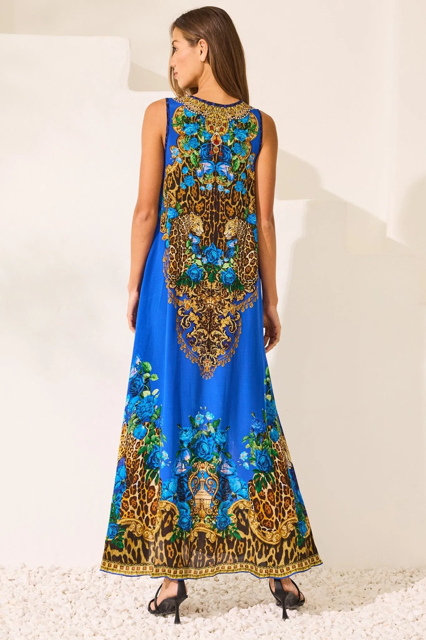 Blue Leopardess Sleeveless Dress