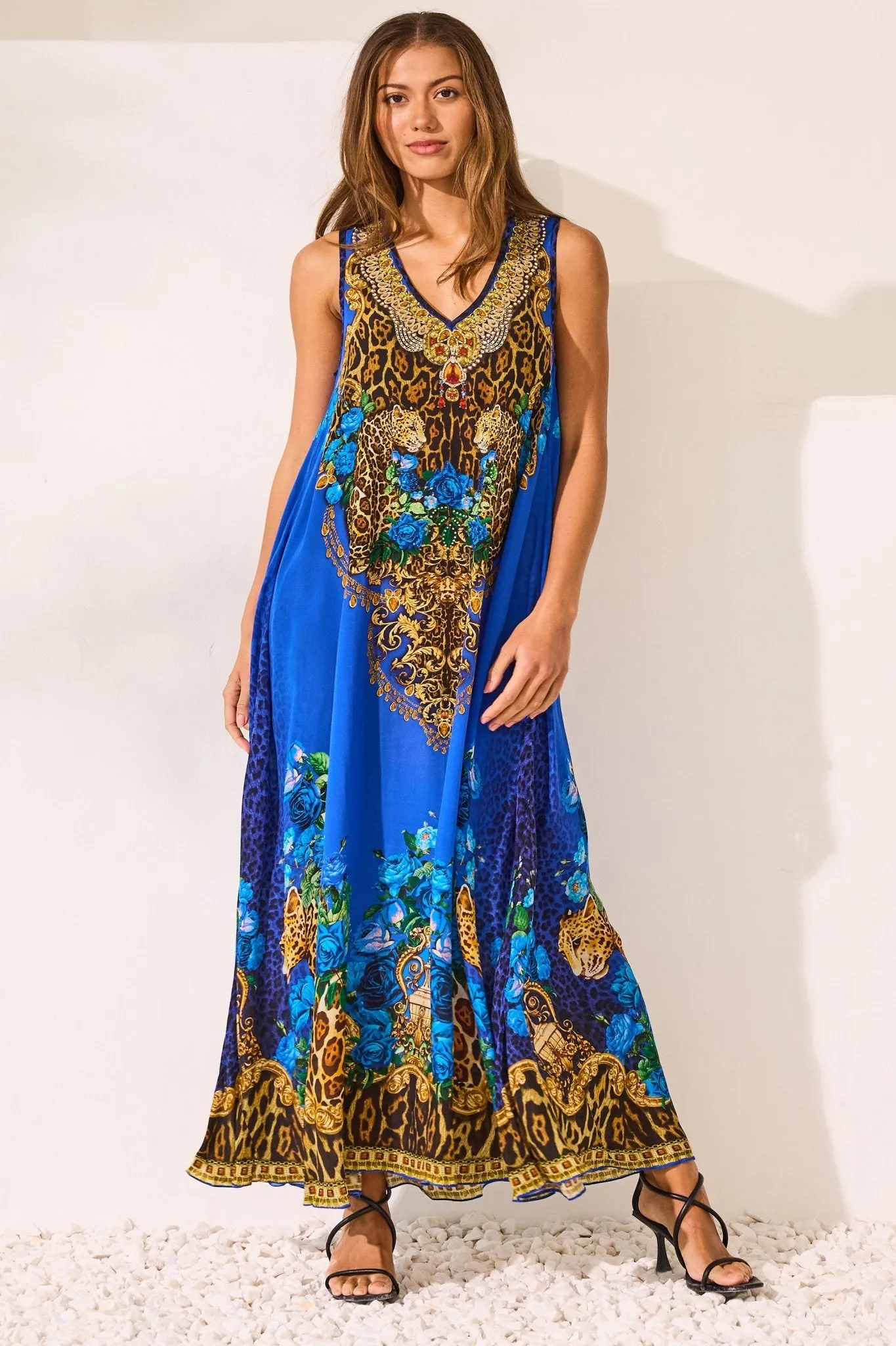 Blue Leopardess Sleeveless Dress