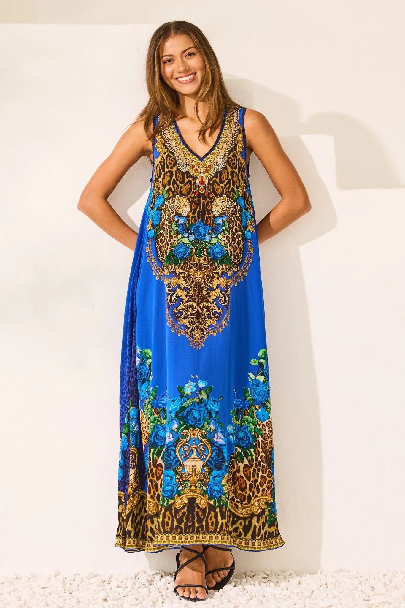 Blue Leopardess Sleeveless Dress