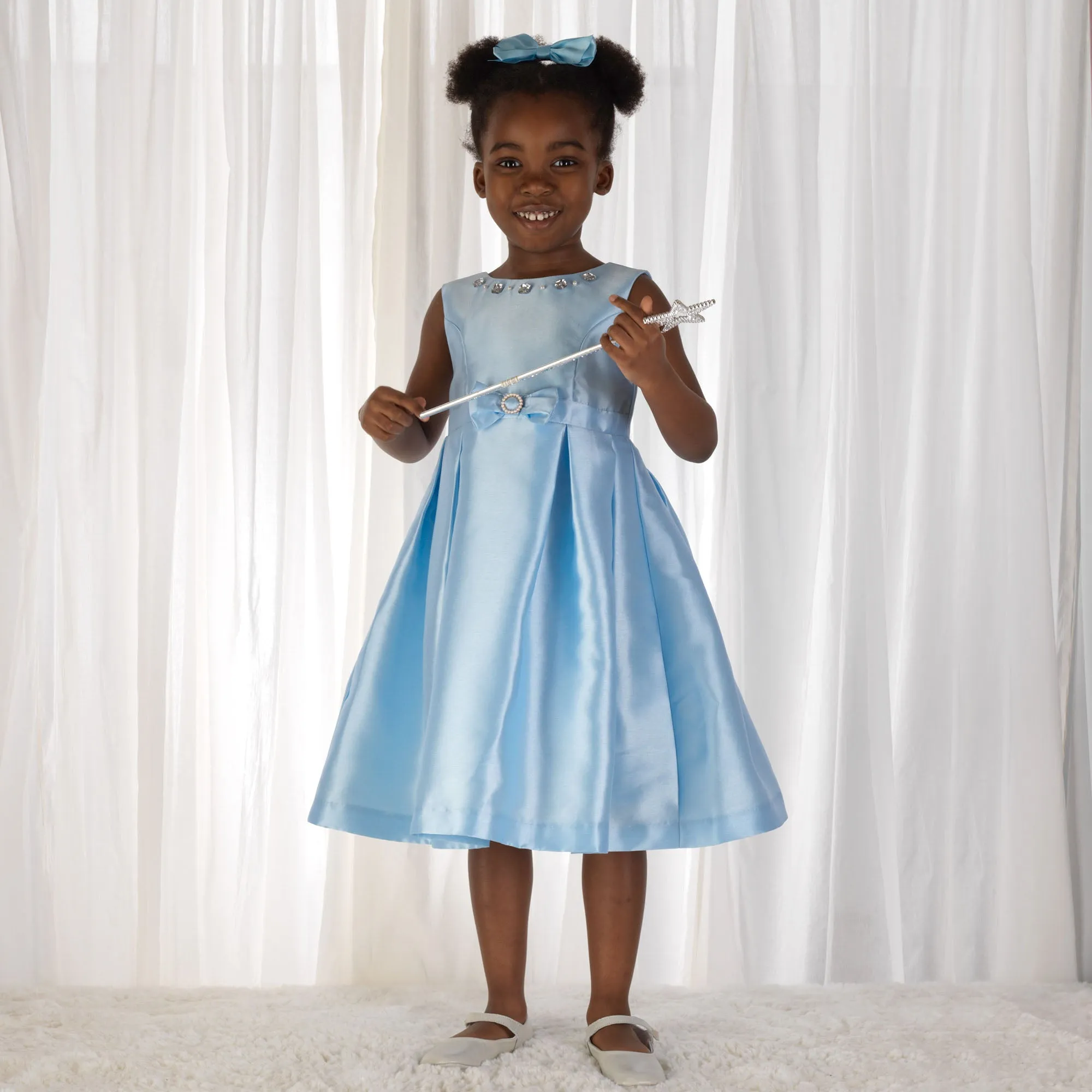 Blue Satin Ribbon Hairbow