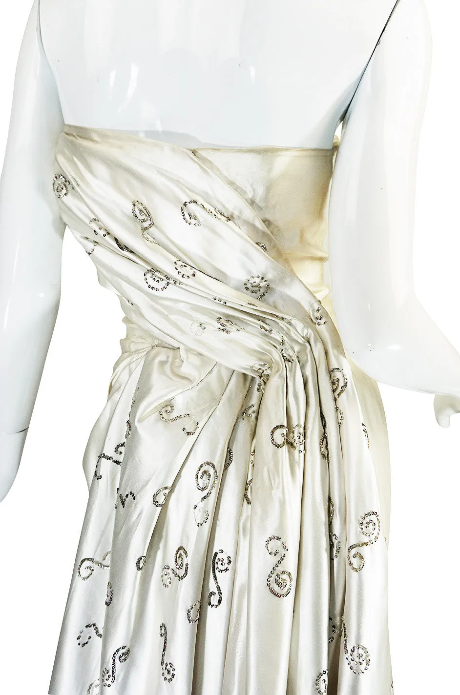 c1959 Maggy Rouff Haute Couture Champagne Silk Gown