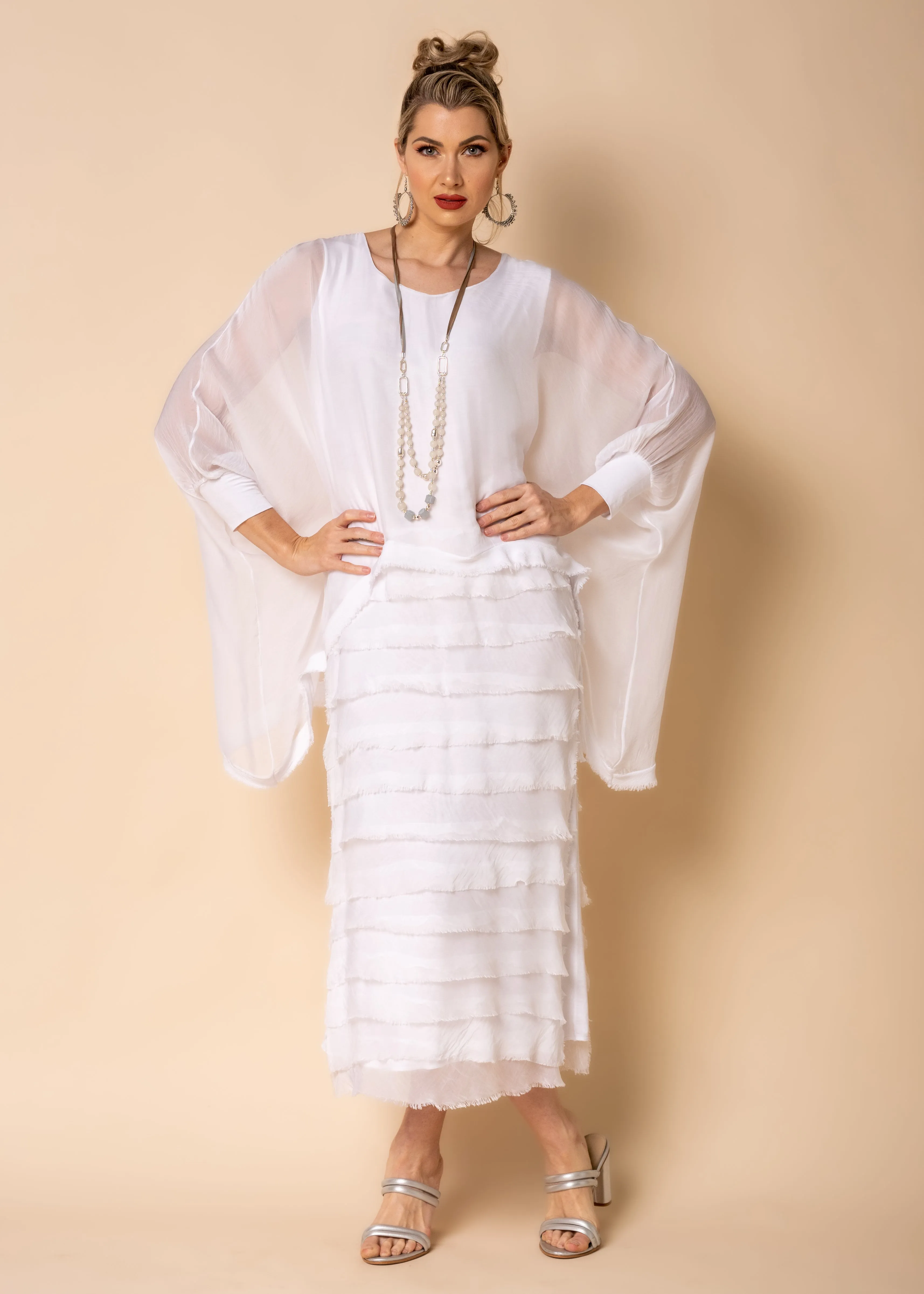 Candie Silk Dress in White