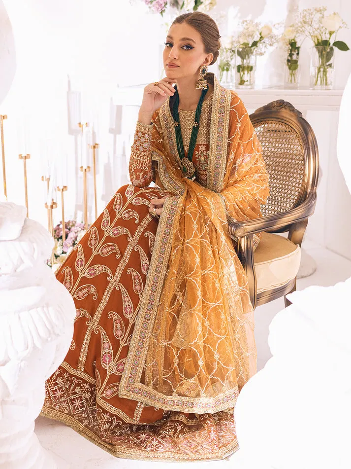 Caramel Heavily Embellished Pakistani Wedding Dress Pishwas Frock