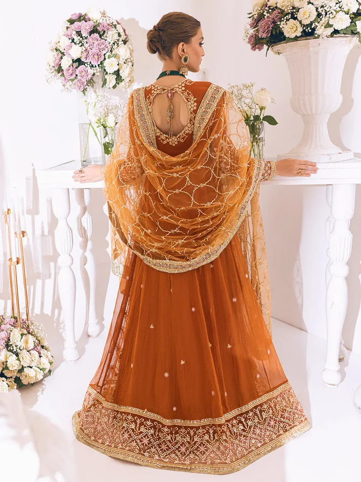 Caramel Heavily Embellished Pakistani Wedding Dress Pishwas Frock