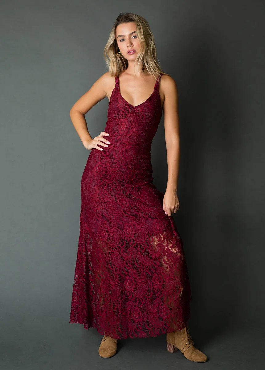 Carmel Slip Dress in Burgundy