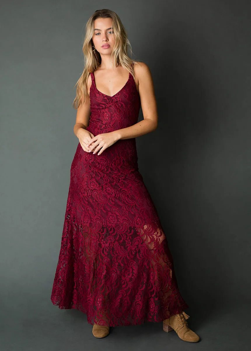 Carmel Slip Dress in Burgundy