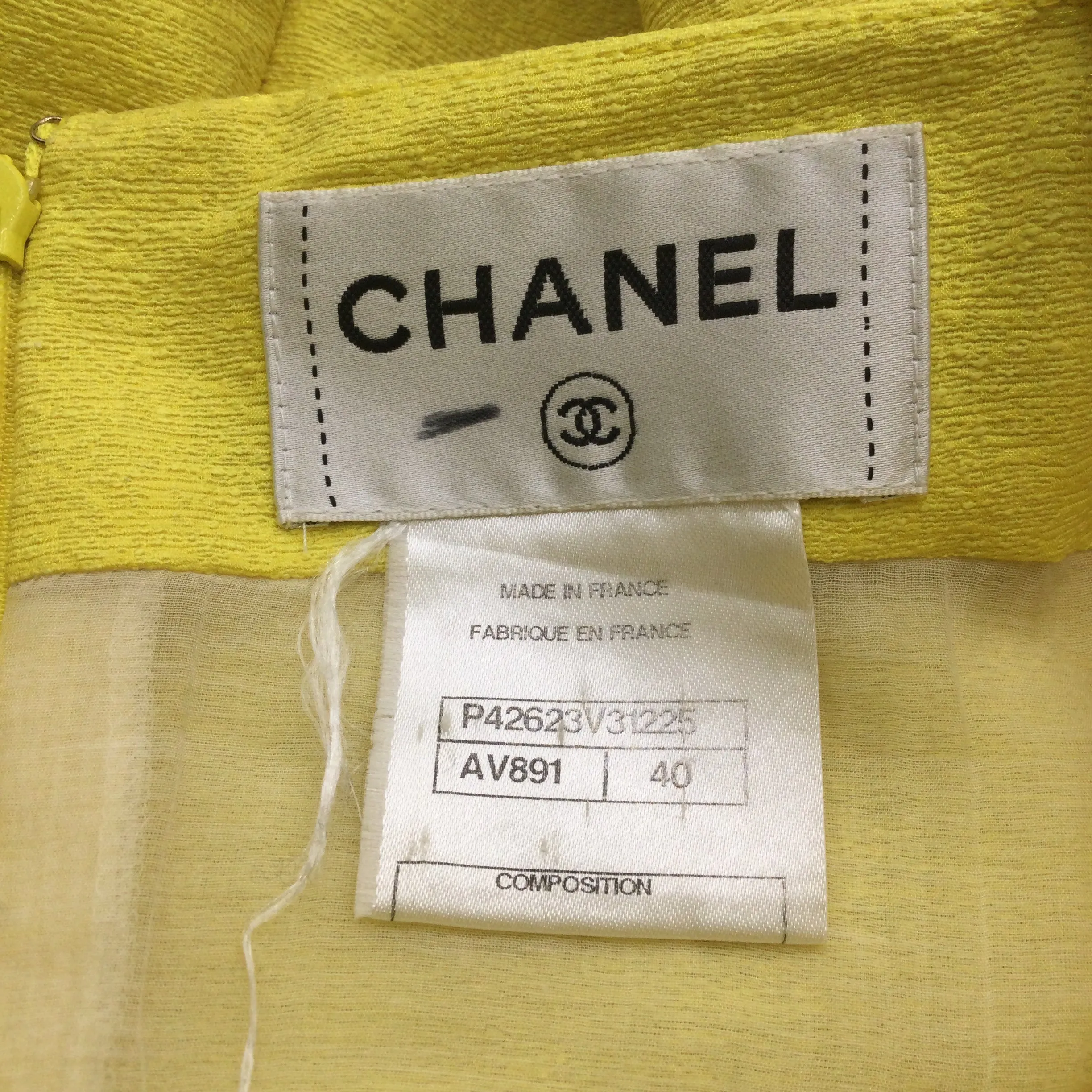 Chanel Yellow Sleeveless Square Neck Silk Crepe Cocktail Dress