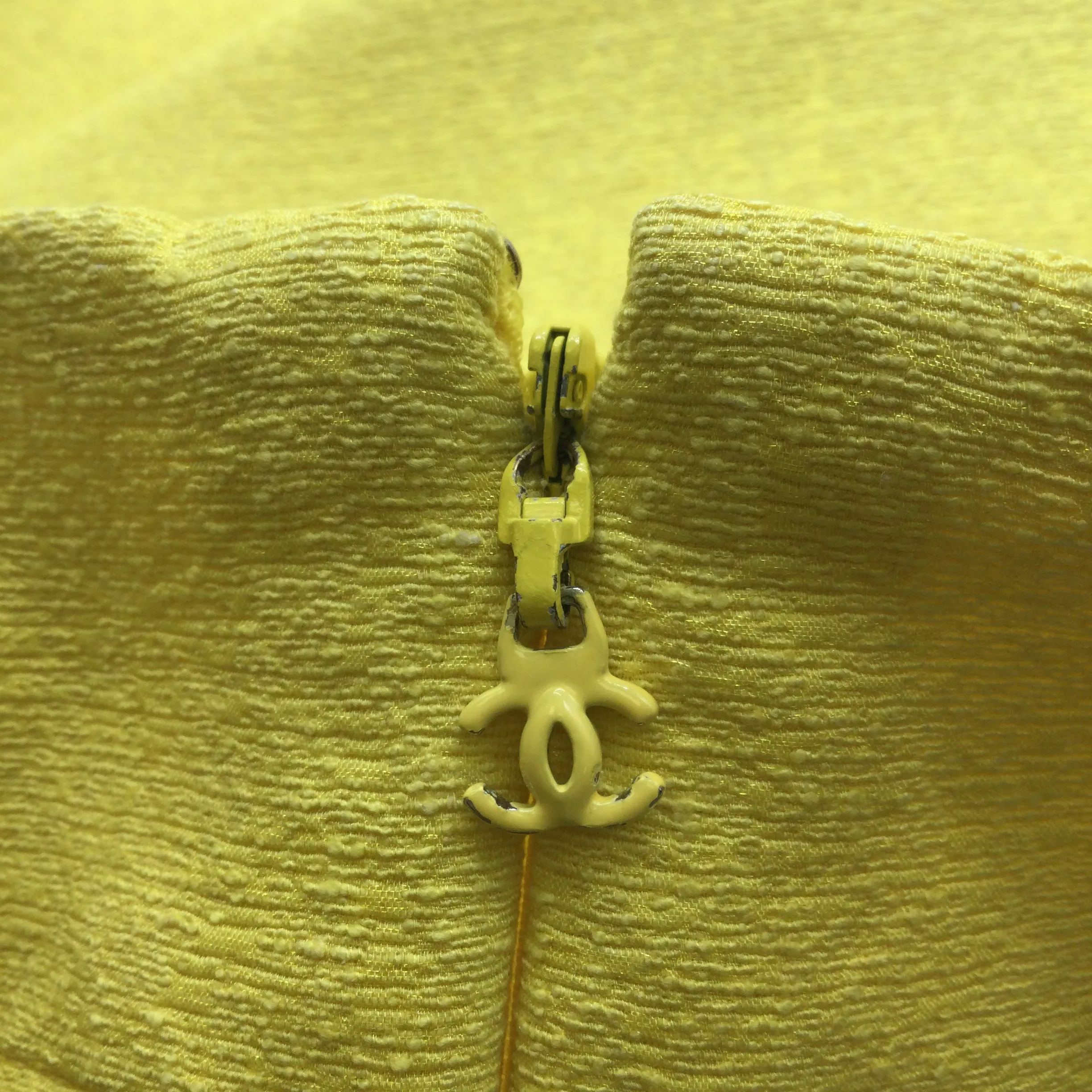 Chanel Yellow Sleeveless Square Neck Silk Crepe Cocktail Dress