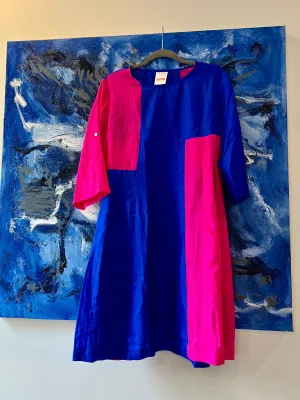 Chiang mai  silk  dress pink blue