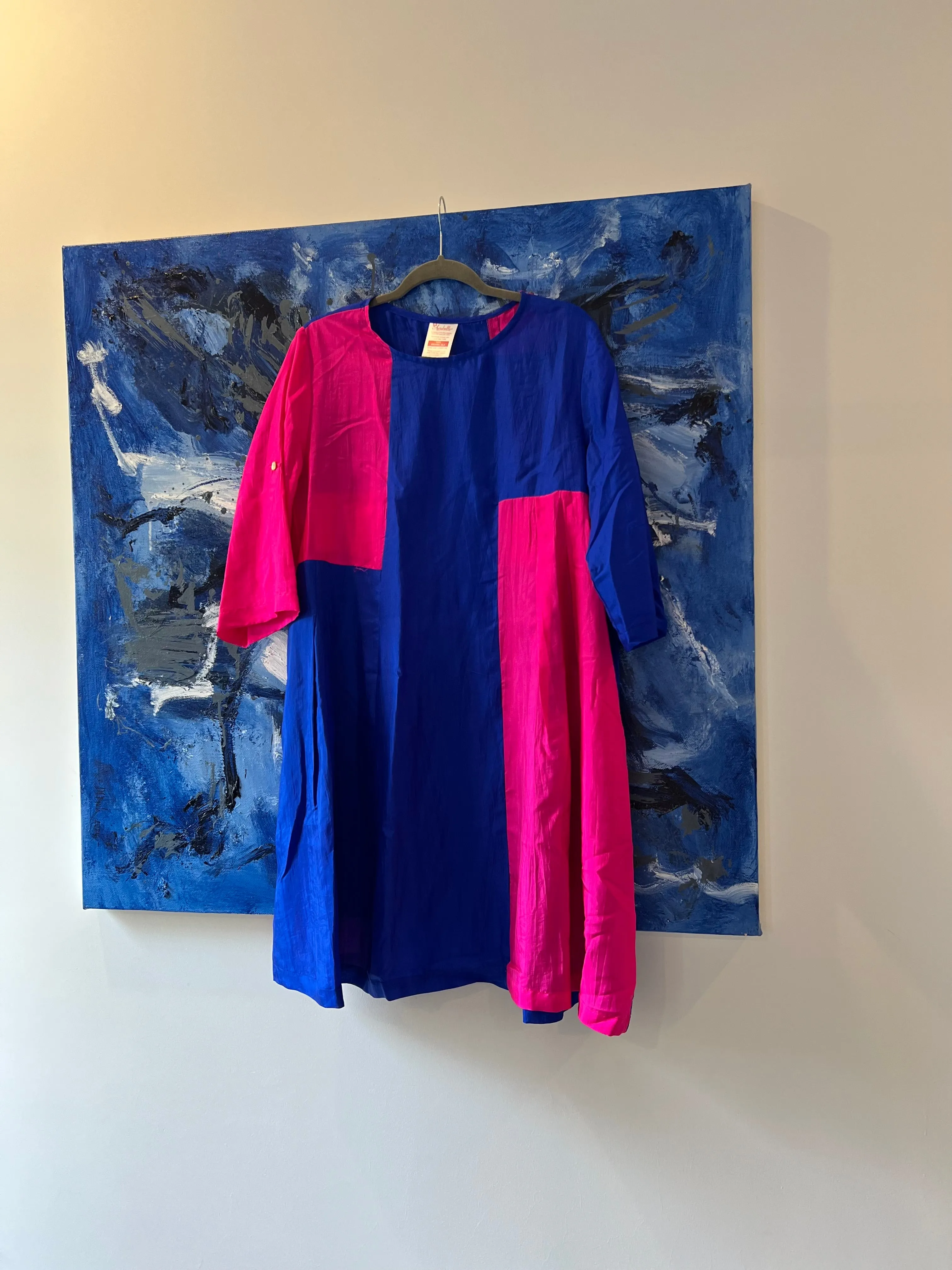 Chiang mai  silk  dress pink blue