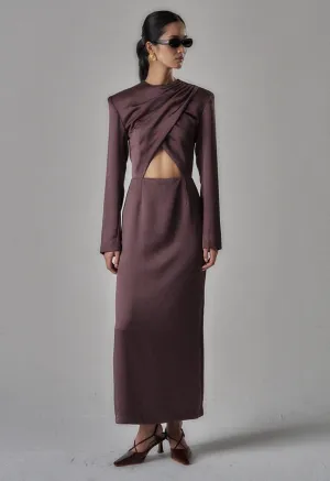 Colette Chocolate Satin Dress
